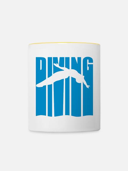 Turmspringen - Tasse zweifarbig - Weiß/Gelb