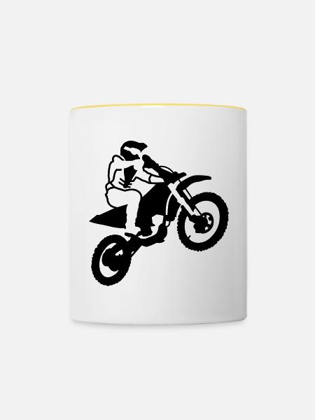 Motorrad - Tasse zweifarbig - Weiß/Gelb
