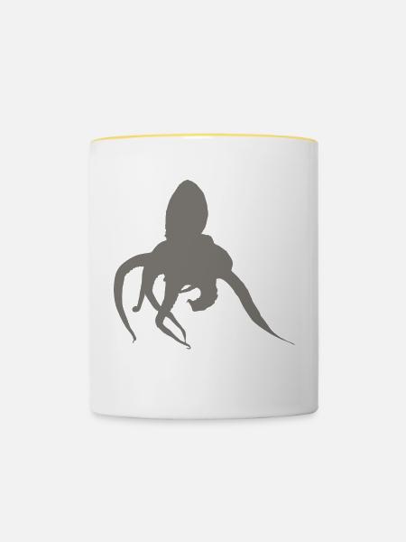 Krake - Tasse zweifarbig - Weiß/Gelb