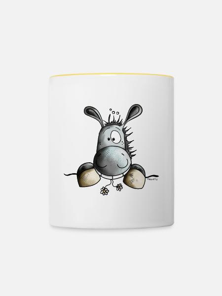 Süßer Esel - Tasse zweifarbig - Weiß/Gelb