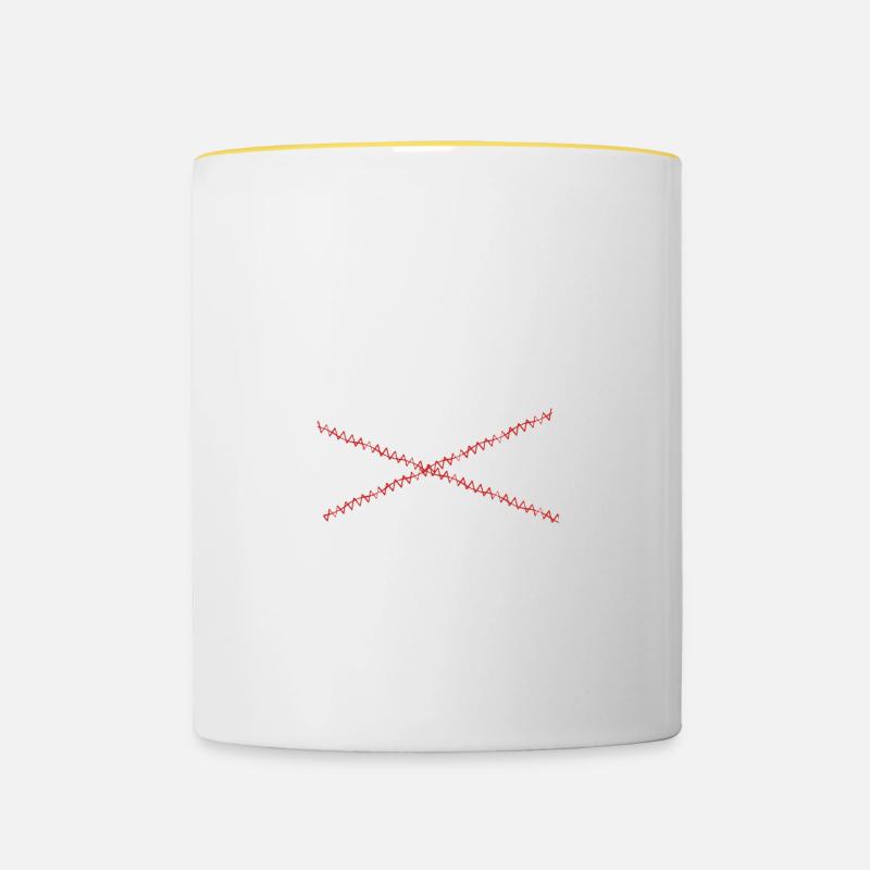 Nähen is mir egal - Tasse zweifarbig - Weiß/Gelb