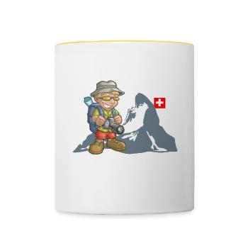 Urlaub in der Schweiz - Alpen - Tasse zweifarbig - Weiß/Gelb - Vorne