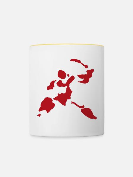 Blutspritzer Schwerkämpfer Krieger Figur - Tasse zweifarbig - Weiß/Gelb