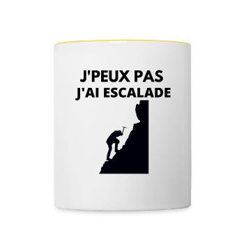 Je peux pas j'ai escalade - Mug contrasté - blanc/jaune - Devant