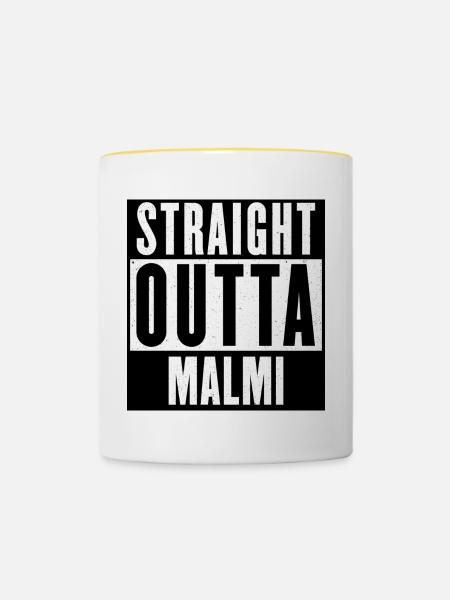 Gerade Outta Malmi - Tasse zweifarbig - Weiß/Gelb