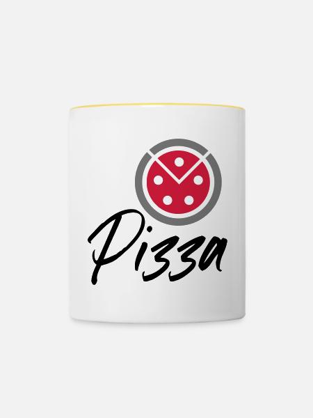 Pizza - Tasse zweifarbig - Weiß/Gelb