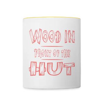 Lustiger Spruch Holz - Tasse zweifarbig - Weiß/Gelb - Vorne