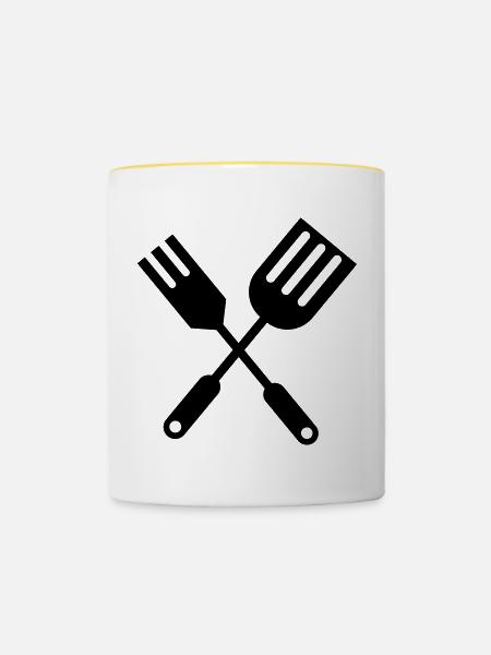 BBQ Küchenbesteck - Tasse zweifarbig - Weiß/Gelb