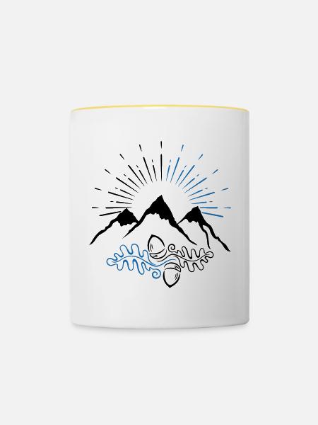 Berge Wandern Bergsteiger Eichenblätter - Tasse zweifarbig - Weiß/Gelb