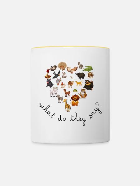 Cartoon Kindertiere - Tasse zweifarbig - Weiß/Gelb