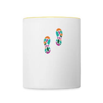 TRIATHLON: THIS MUCH PAIN IS EXPENSIVE. Geschenke - Tasse zweifarbig - Weiß/Gelb - Vorne