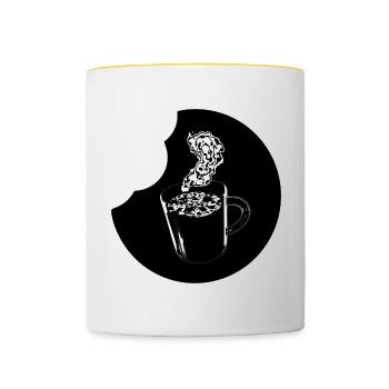 Coffee Cup with Snack - Contrasting Mug - white/yellow - Front