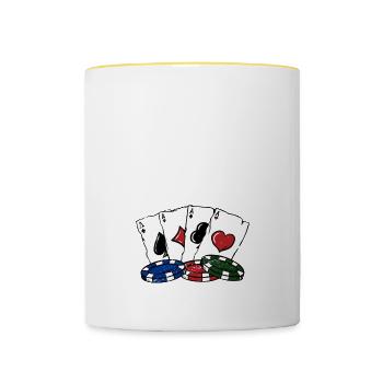 Ici pour le Pot Gambler Casino Gambling Gaming - Mug contrasté - blanc/jaune - Devant