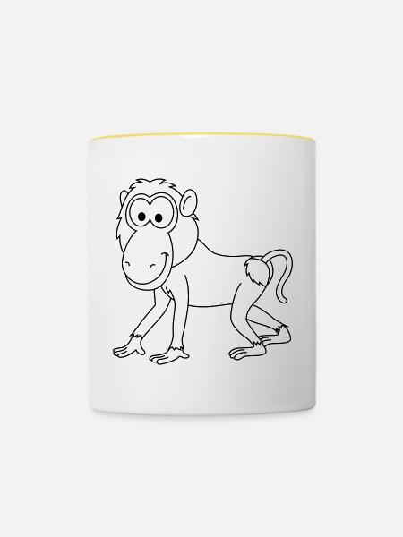 Monkey affe comic - Tasse zweifarbig - Weiß/Gelb