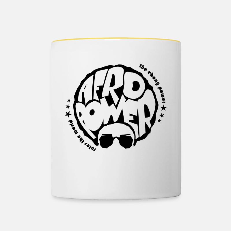 Puissance afro - Mug contrasté - blanc/jaune