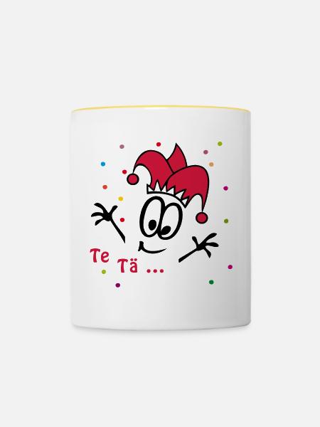 Fasching, Karneval, Konfetti - Tasse zweifarbig - Weiß/Gelb