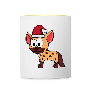 Hyäne Comic Weihnachten - Tasse zweifarbig - Weiß/Gelb - Vorne