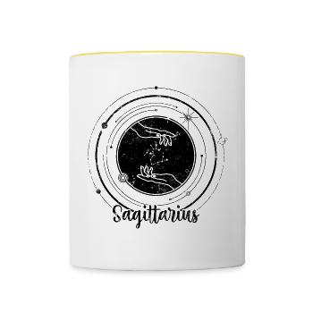 Zodiaque du Sagittaire - Mug contrasté - blanc/jaune - Devant