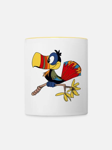 Papagei - Tasse zweifarbig - Weiß/Gelb