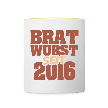 Jahr 2016 - Tasse zweifarbig - Weiß/Gelb - Vorne