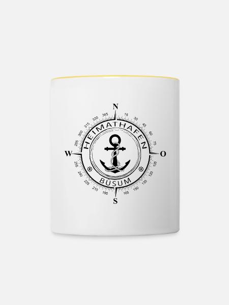 Heimathafen Büsum - Tasse zweifarbig - Weiß/Gelb