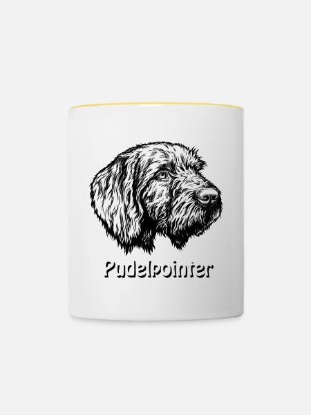 Pudelpointer Portrait - Tasse zweifarbig - Weiß/Gelb