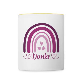 Danke Regenbogen - Tasse zweifarbig - Weiß/Gelb - Vorne