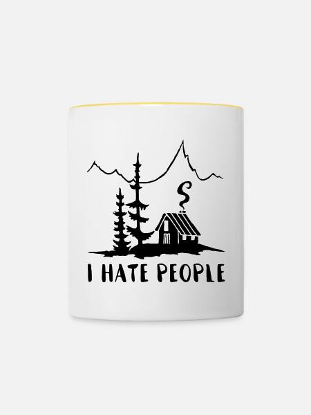 Solitär (schwarz) - Tasse zweifarbig - Weiß/Gelb