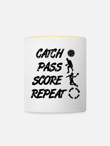 Fangen Passen Punkten Wiederholen - Tasse zweifarbig - Weiß/Gelb