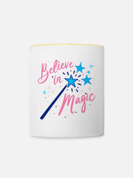 Believe in Magic - Tasse zweifarbig - Weiß/Gelb