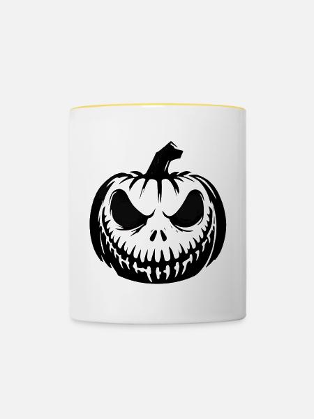 Kürbis Geist Halloween - Tasse zweifarbig - Weiß/Gelb