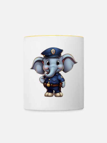 Elefanten Polizistin - Tasse zweifarbig - Weiß/Gelb