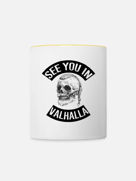See You in Valhalla - Tasse zweifarbig - Weiß/Gelb