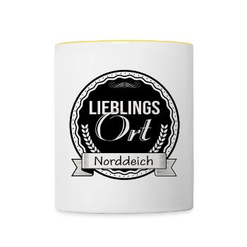 Lieblingsort Norddeich - Tasse zweifarbig - Weiß/Gelb - Vorne