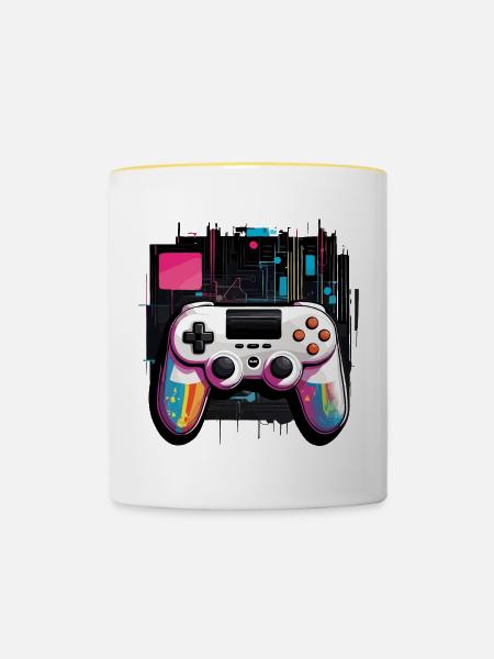 Gamer Controller - Tasse zweifarbig - Weiß/Gelb