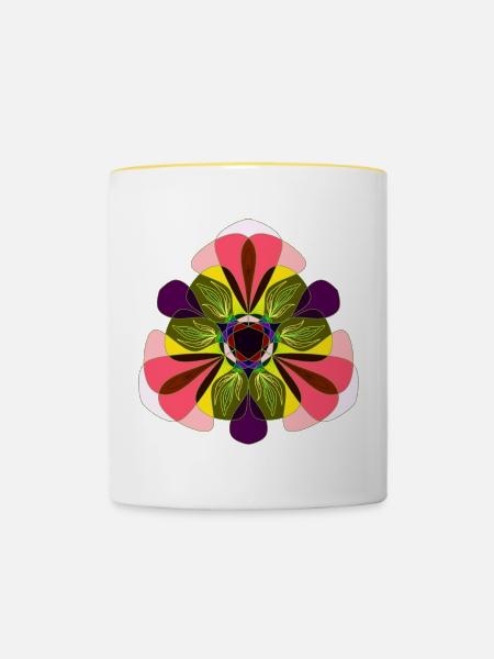 Ornament - Tasse zweifarbig - Weiß/Gelb