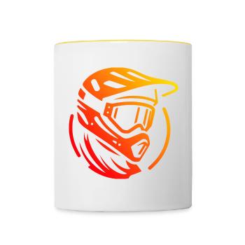 Mountain Biking Cyclist MTB Cycling Mountain Biker - Contrasting Mug - white/yellow - Front
