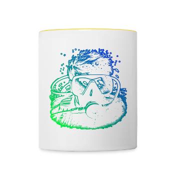 Plongée sous-marine femme Plongée sous-marine Scuba Diver - Mug contrasté - blanc/jaune - Devant