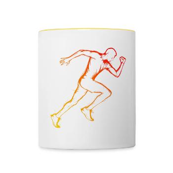 Cross Country Running Men Jogging Running - Contrasting Mug - white/yellow - Front