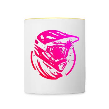 Cyclisme VTT VTT Hommes Cyclistes - Mug contrasté - blanc/jaune - Devant