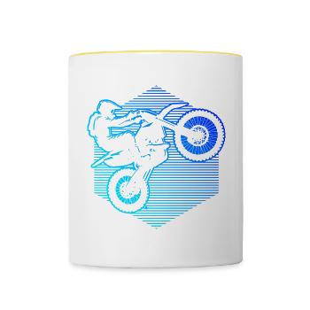 Dirt Bike Dirtbike Supermoto Dirt Biker Freestyle - Mug contrasté - blanc/jaune - Devant
