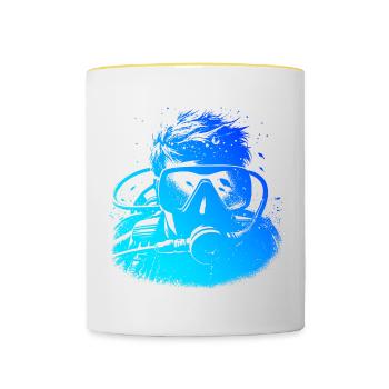 Plongeur Plongeur Plongée Libre Plongée Homme Plongée sous-marine - Mug contrasté - blanc/jaune - Devant