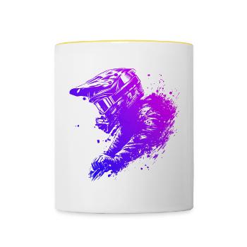 Damen Radfahrer Mountainbike Herren MTB Radfahren - Tasse zweifarbig - Weiß/Gelb - Vorne