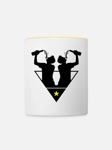 Trinker Team Flasche - Tasse zweifarbig - Weiß/Gelb