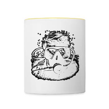 Taucher Scuba Taucher Scuba Diver Plongée Libre - Mug contrasté - blanc/jaune - Devant