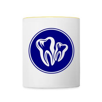 Dentiste Dentiste Dentaire Icône - Mug contrasté - blanc/jaune - Devant