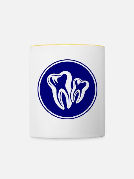 Zahn Dental Zahnarzt Icon - Tasse zweifarbig - Weiß/Gelb