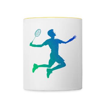 Badminton Badminton Squash Homme Joueur de Badminton - Mug contrasté - blanc/jaune - Devant