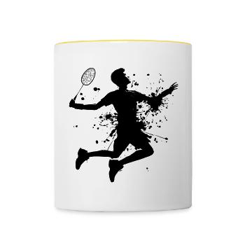 Men's Squash Women's Badminton Player - Contrasting Mug - white/yellow - Front