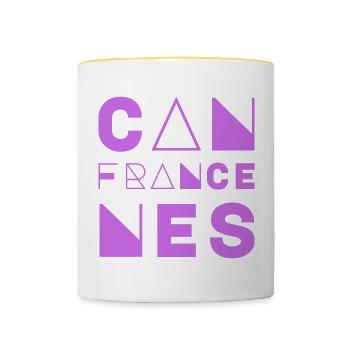 CANNES FRANCE - Mug contrasté - blanc/jaune - Devant